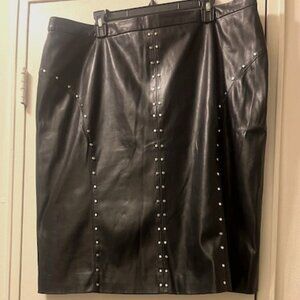 A Studded Lined Pleather Black Skirt